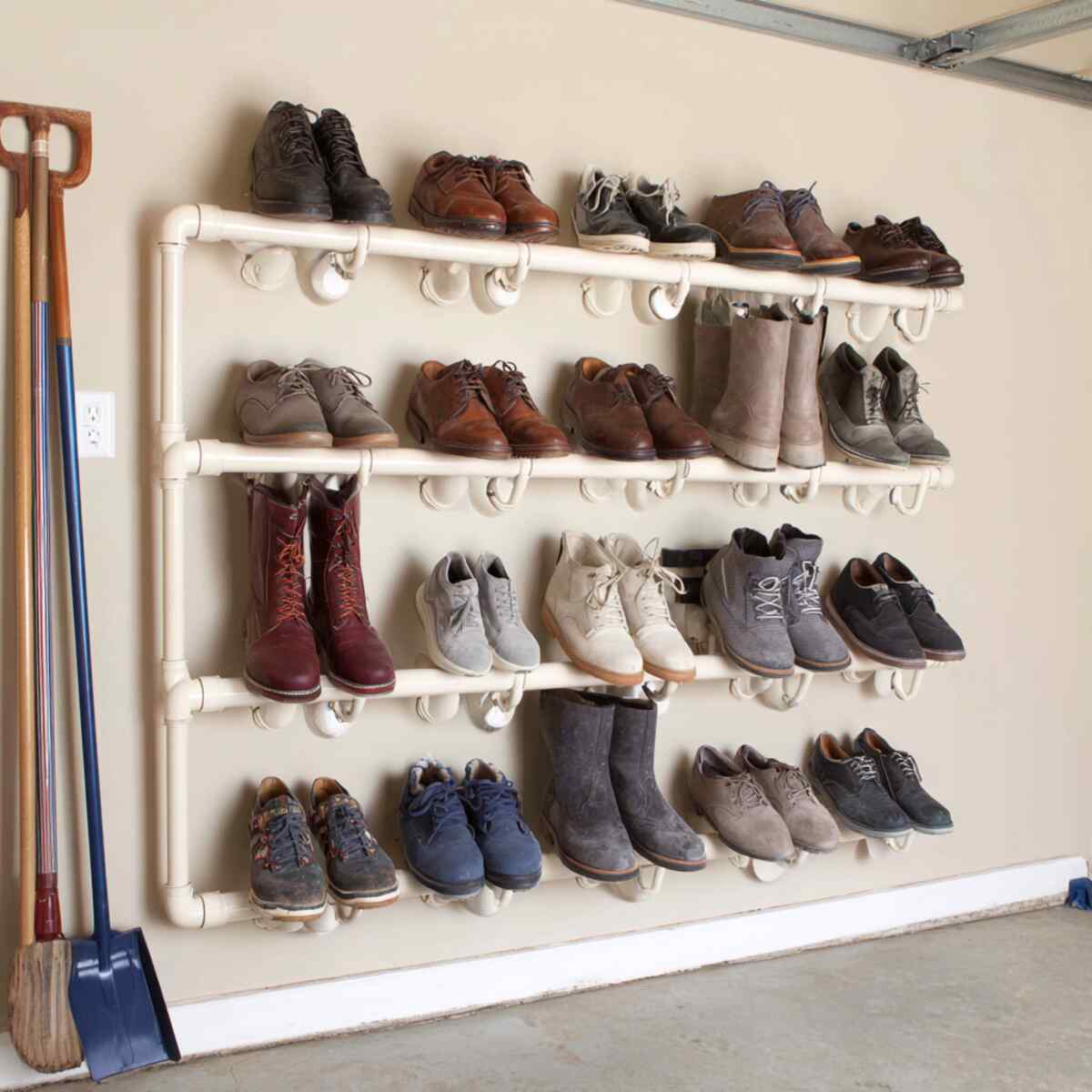 Wall-Mounted PVC Pipe Shoe Slots
