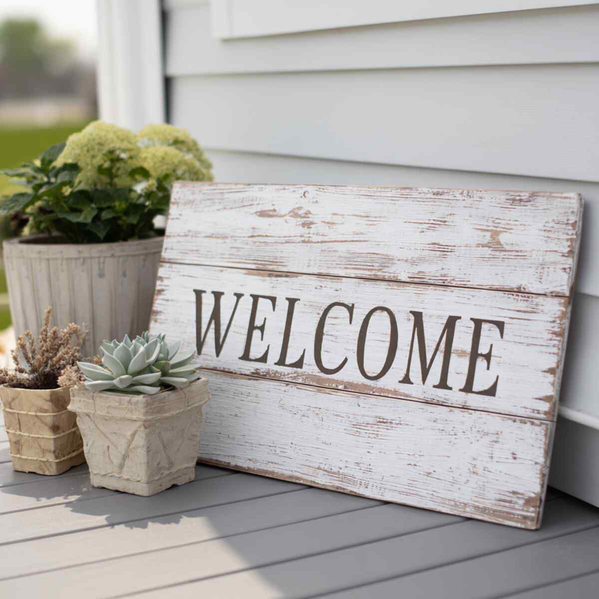 Distressed Whitewash Shiplap Sign
