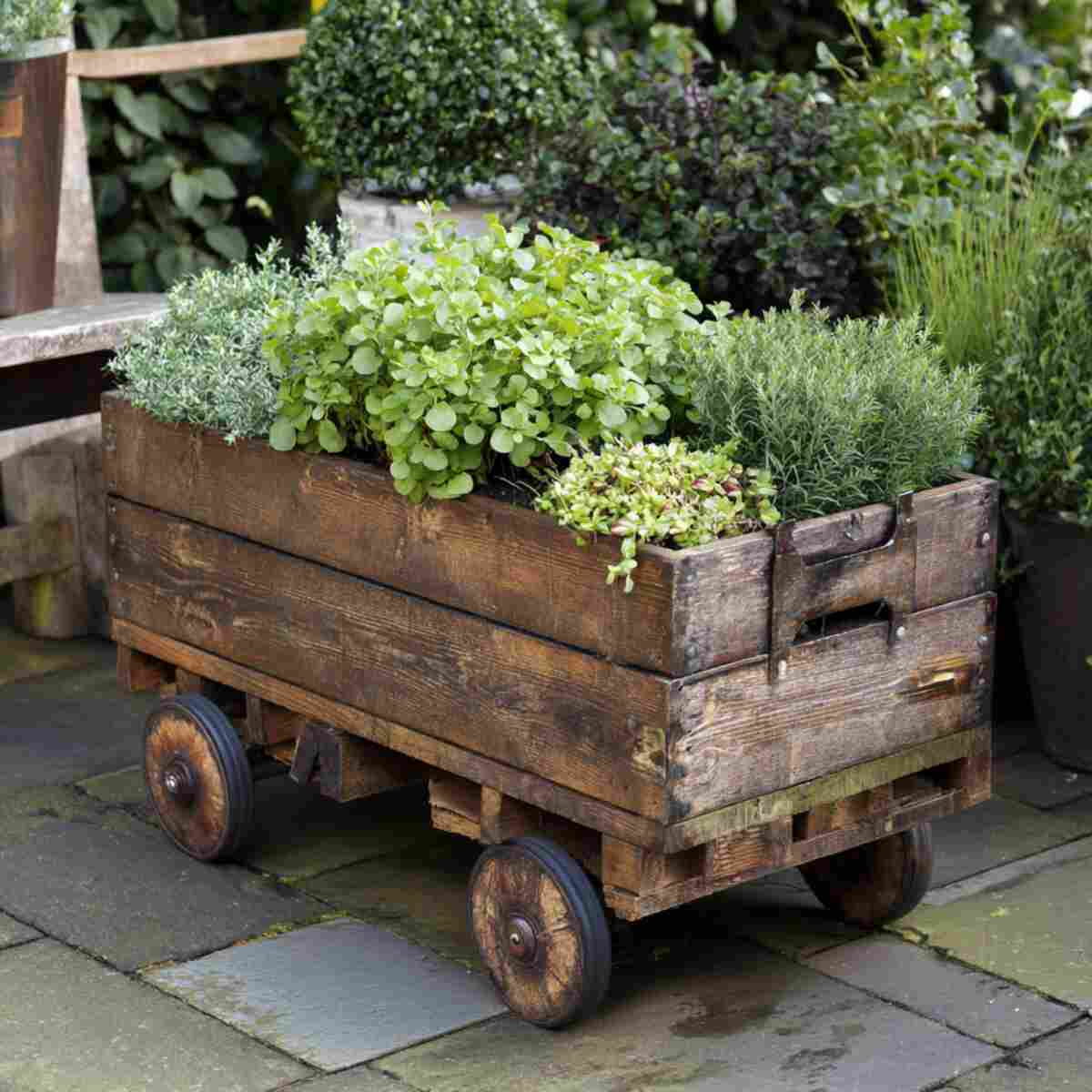 Rolling Crate Planter with Wheels