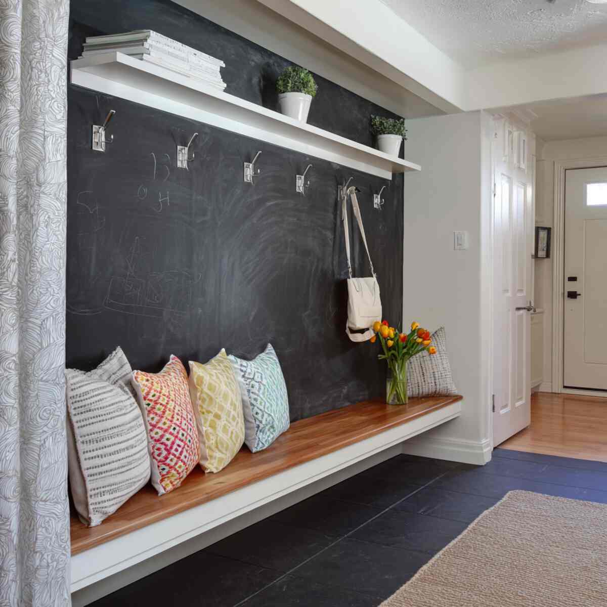 Chalkboard Wall with Floating Bench
