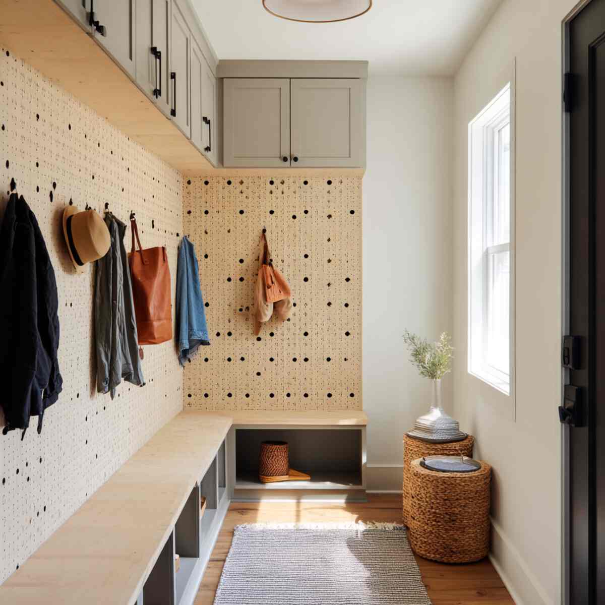 Pegboard-Backed Lockers for Versatile Storage