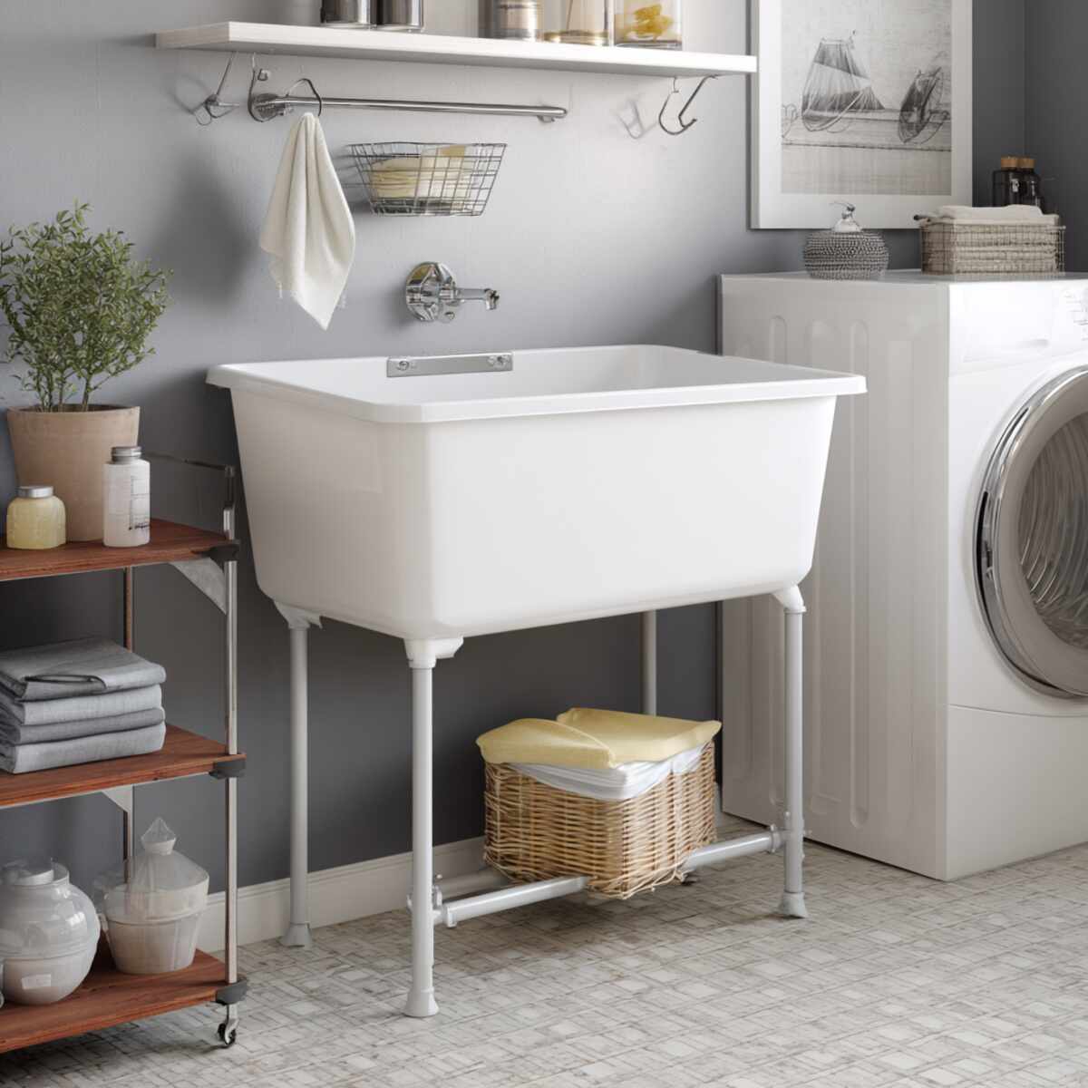 Plastic Utility Tub with Metal Stand