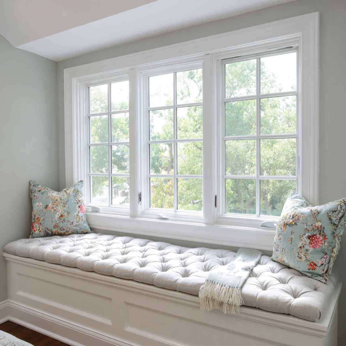 Window Bench with a Tufted Cushion