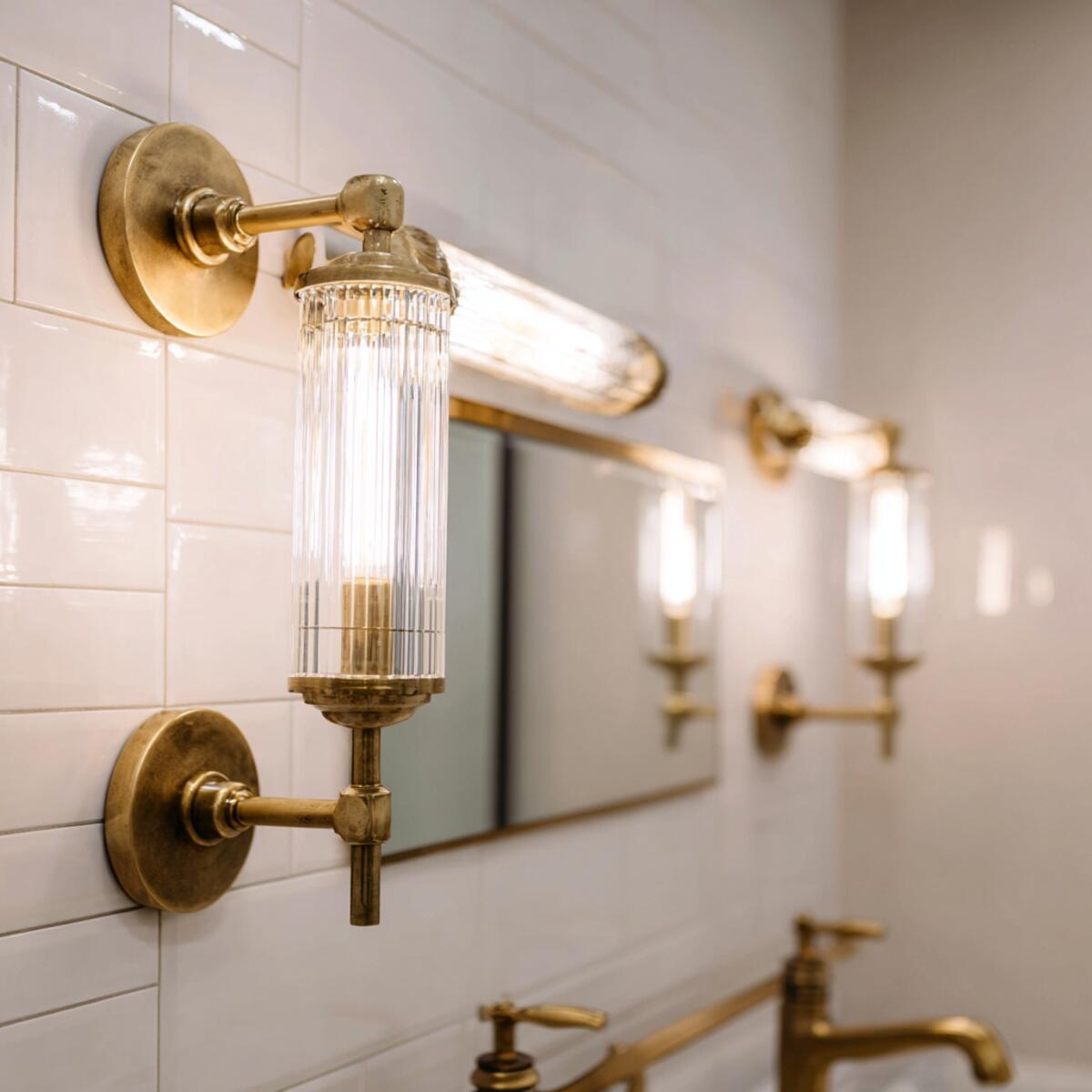 Brass and Glass Vanity Bars