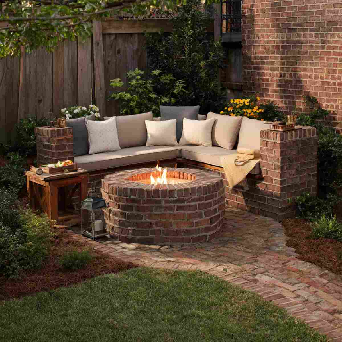 Brick-Built Corner Fire Pit