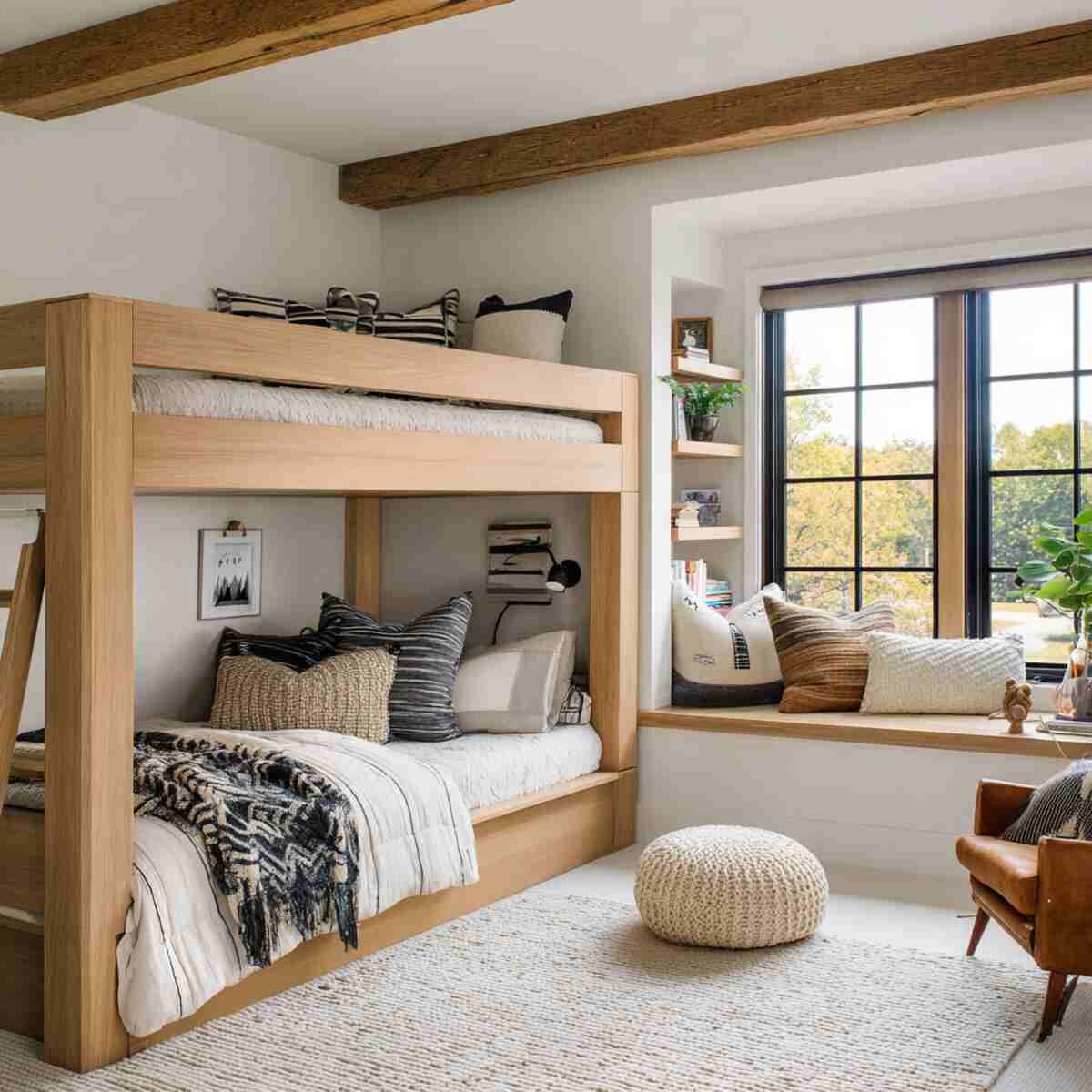 Bunk Bed with Window-Level Lower Bunk