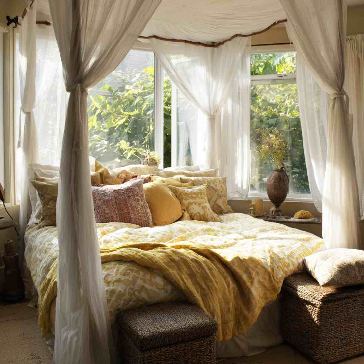 Canopy Bed Under Large Window