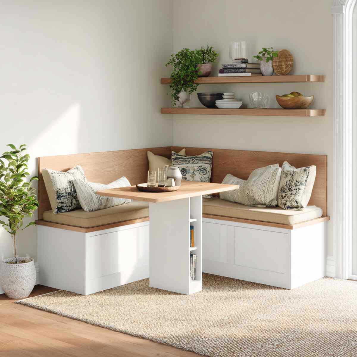 Corner bench with built-in storage-resized
