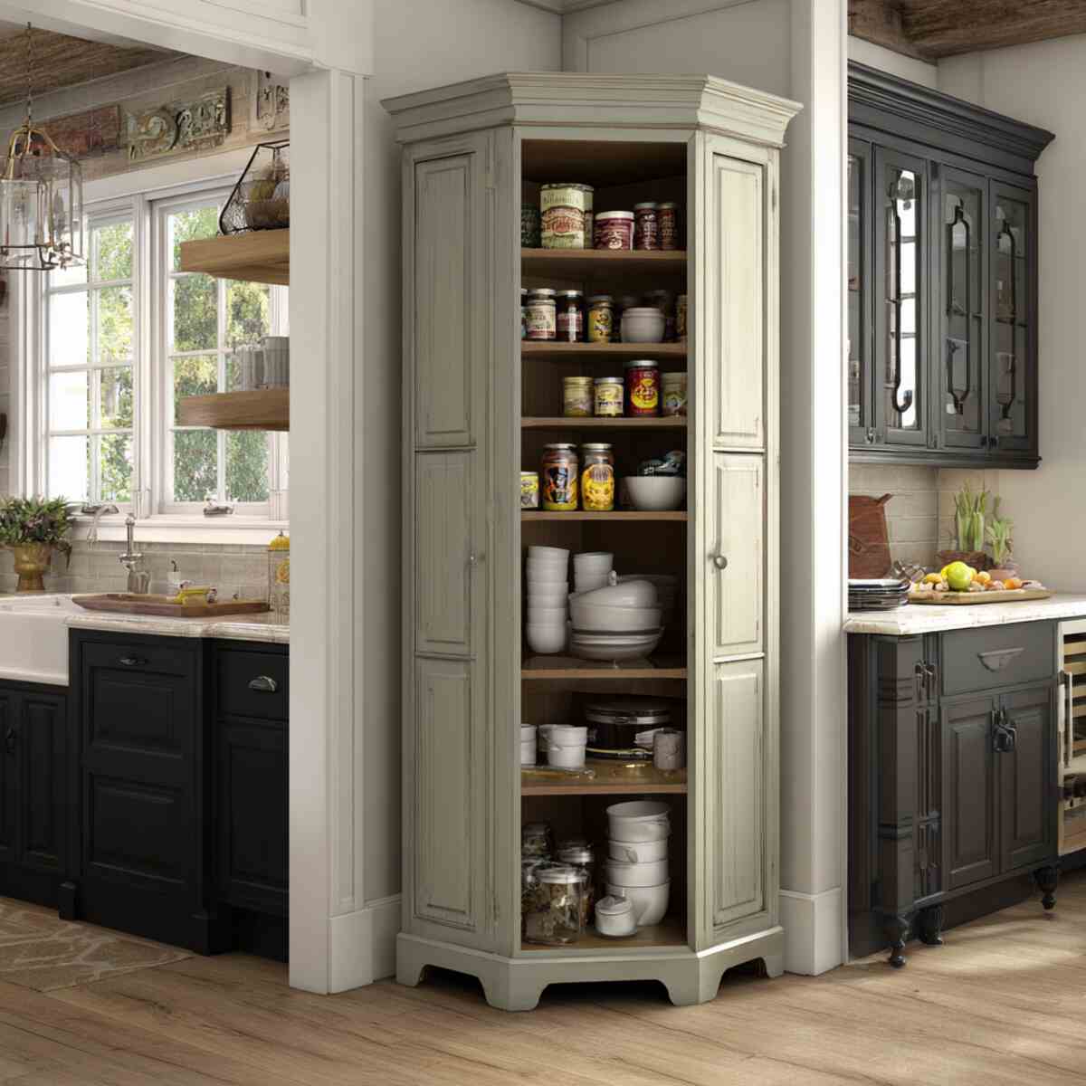 Corner freestanding pantry cabinet-resized