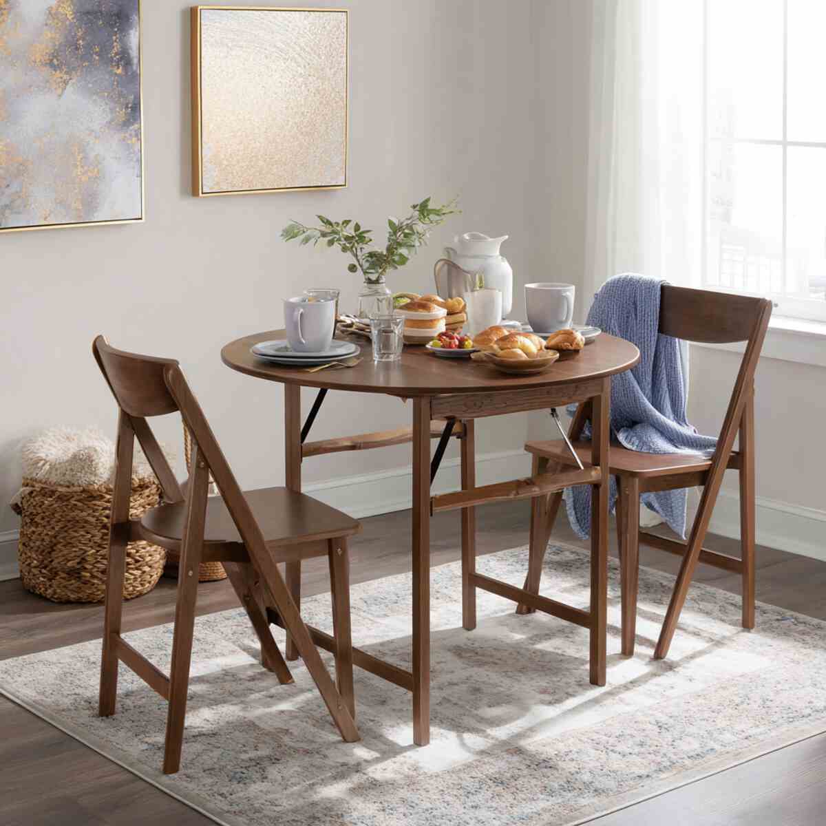 Drop-leaf round table set-resized