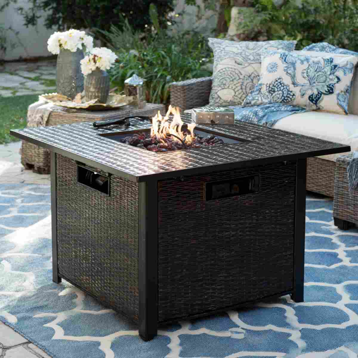 Fire Pit Table with Removable Cover