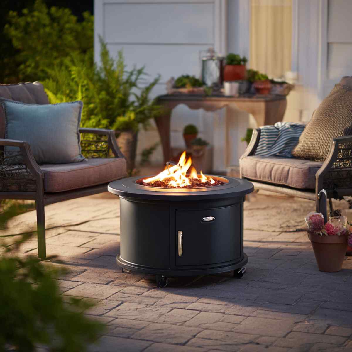 Fire Pit with Hidden Propane Tank Storage