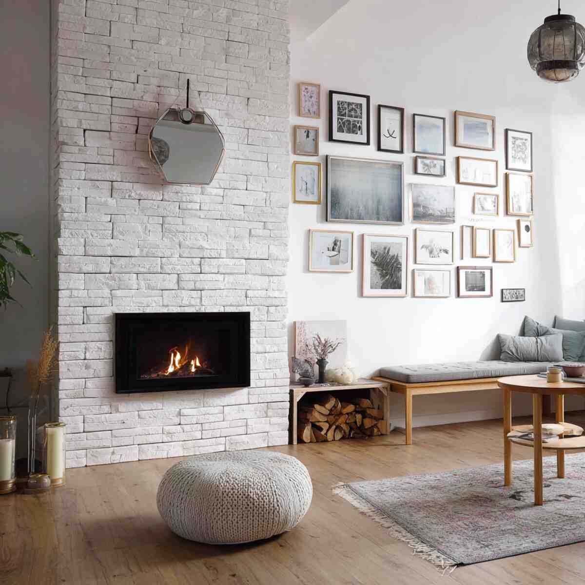 Fireplace Integrated into a Gallery Wall
