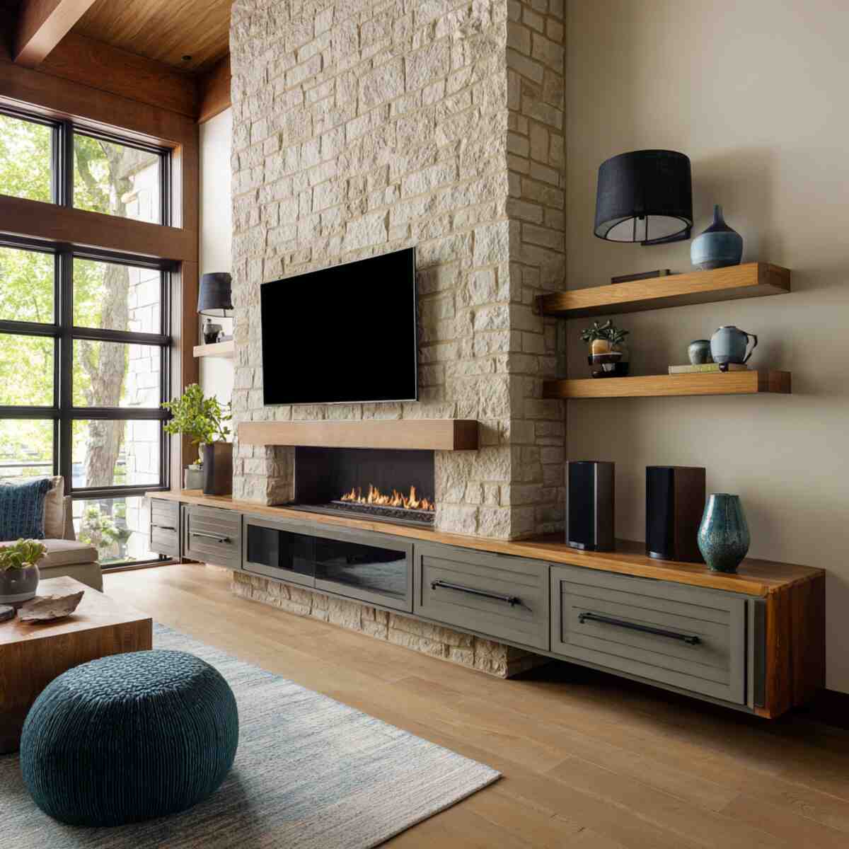 Fireplace with Built-In Media Console