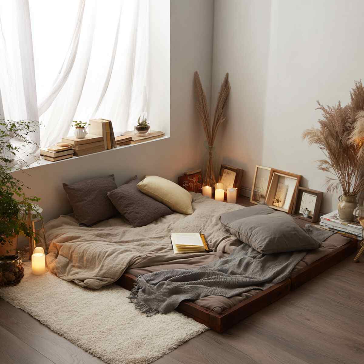 Floor Bed in a Reading Nook Setup