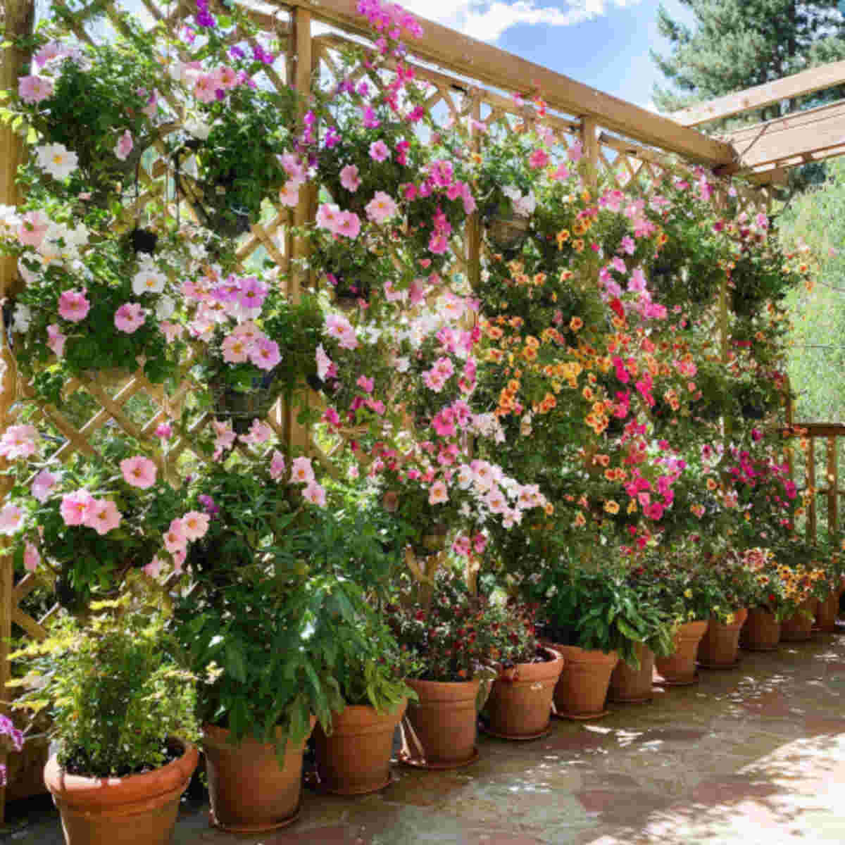 Flower-Filled Privacy Screen

