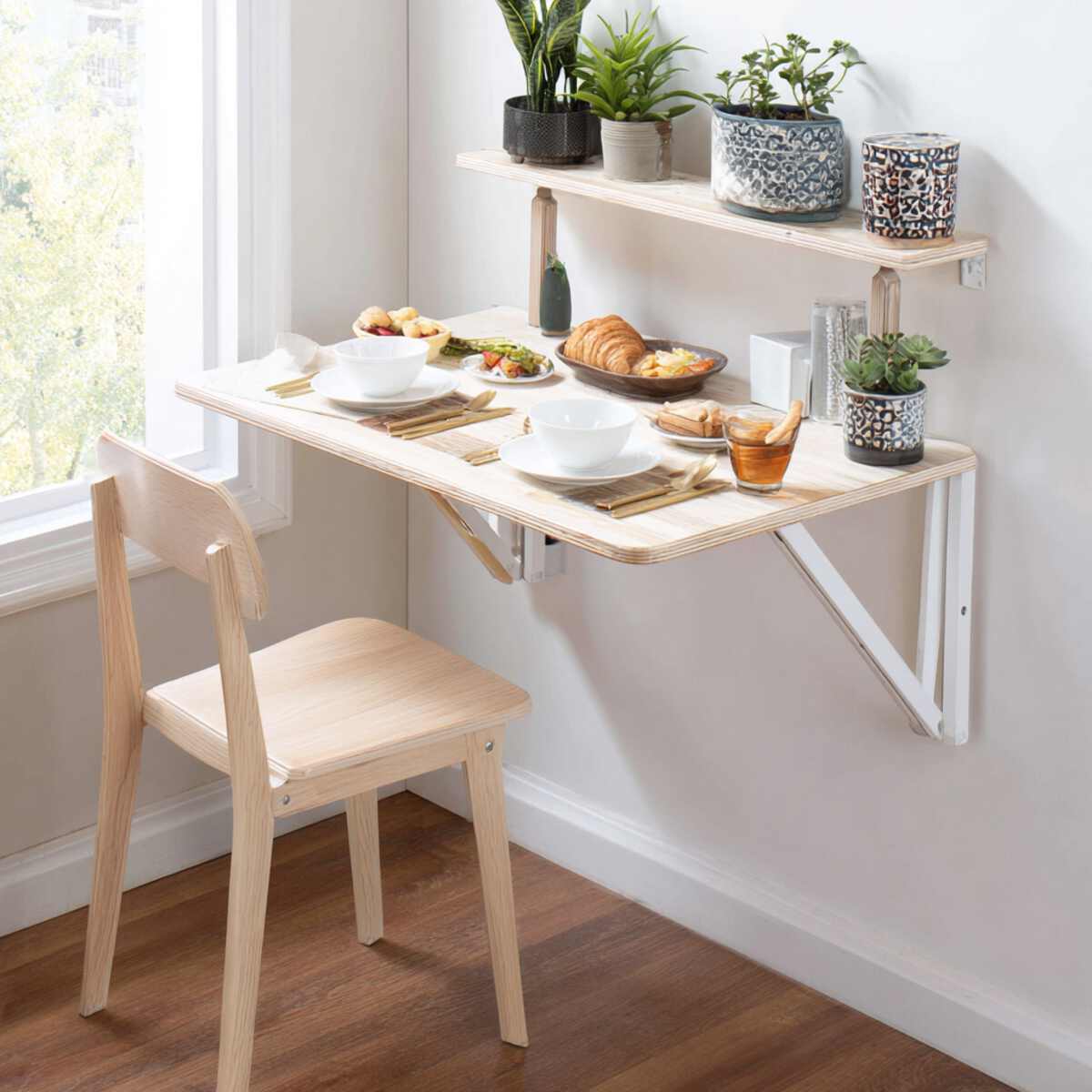 Fold-down wall-mounted table-resized