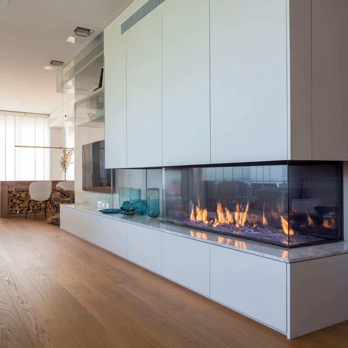 Frameless Glass-Front Fireplace