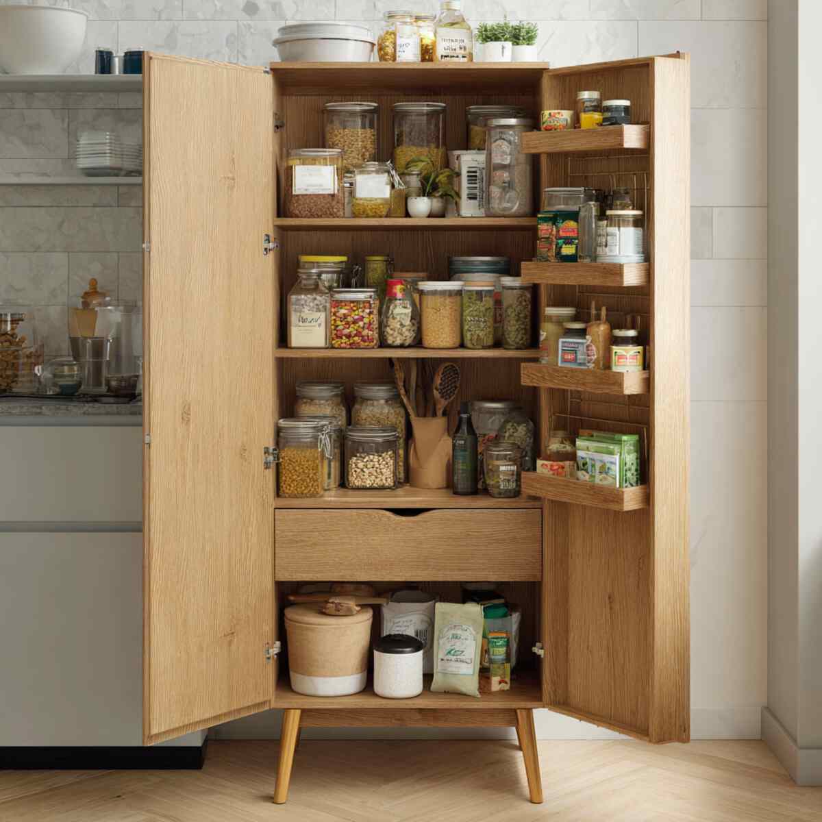 Freestanding pantry cabinet with legs-resized
