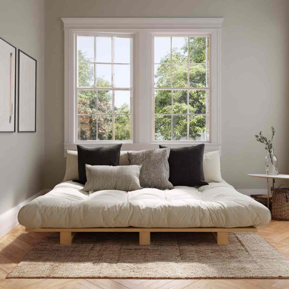 Futon-style Bed Under a Window