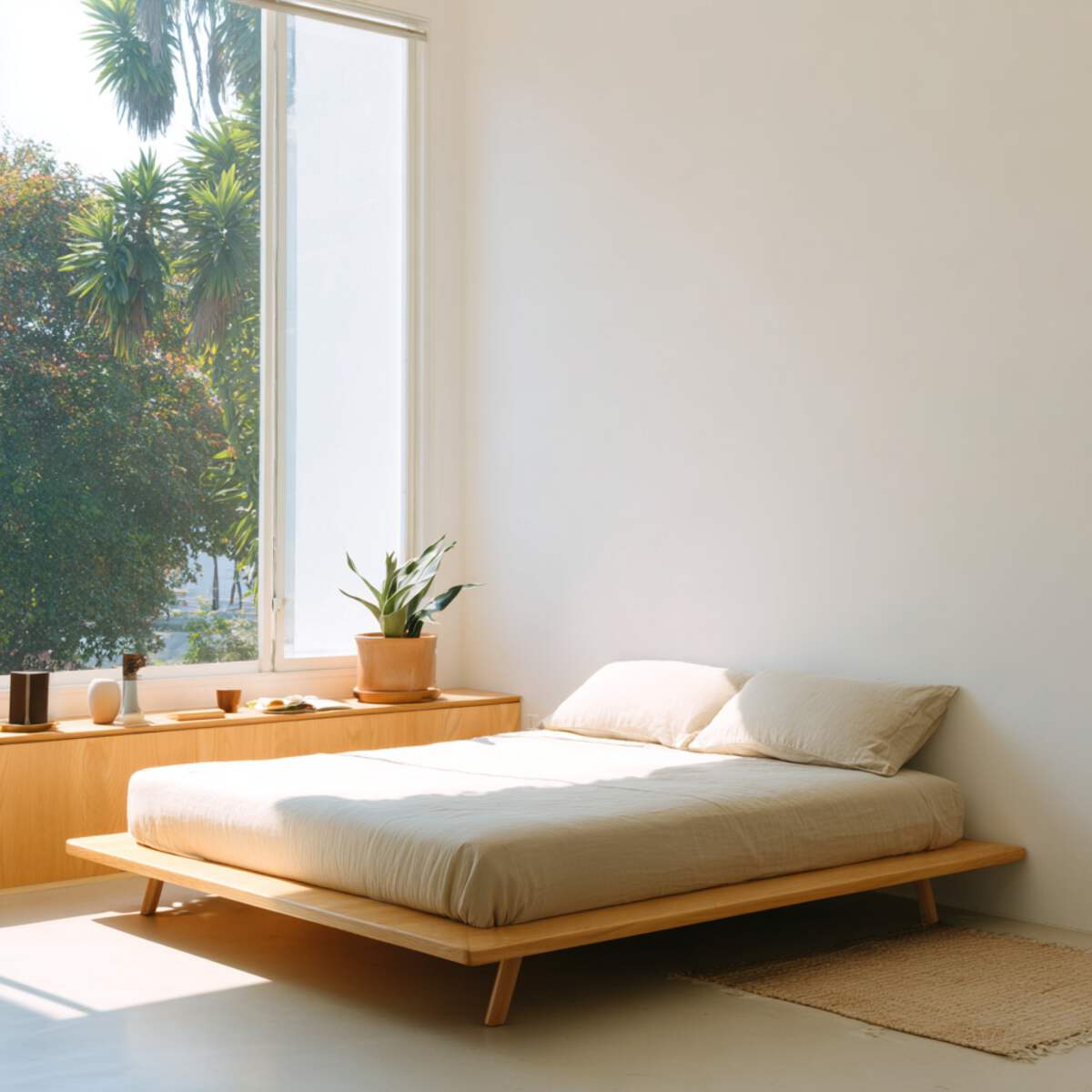 Minimalist Wood Frame Bed