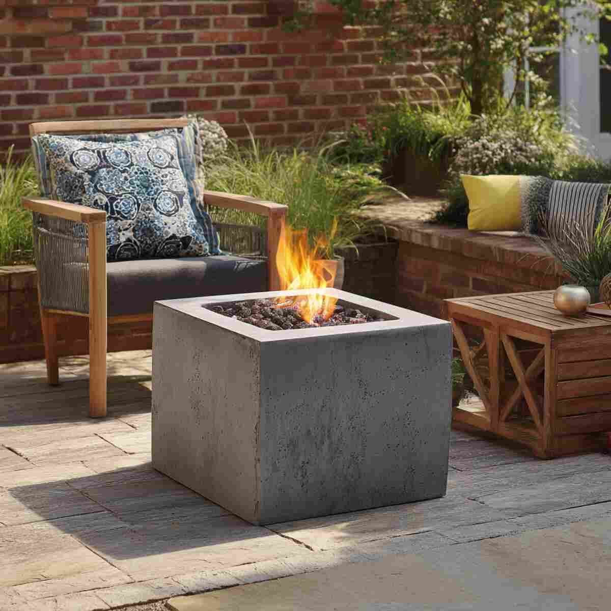 Modern Concrete Cube Fire Pit
