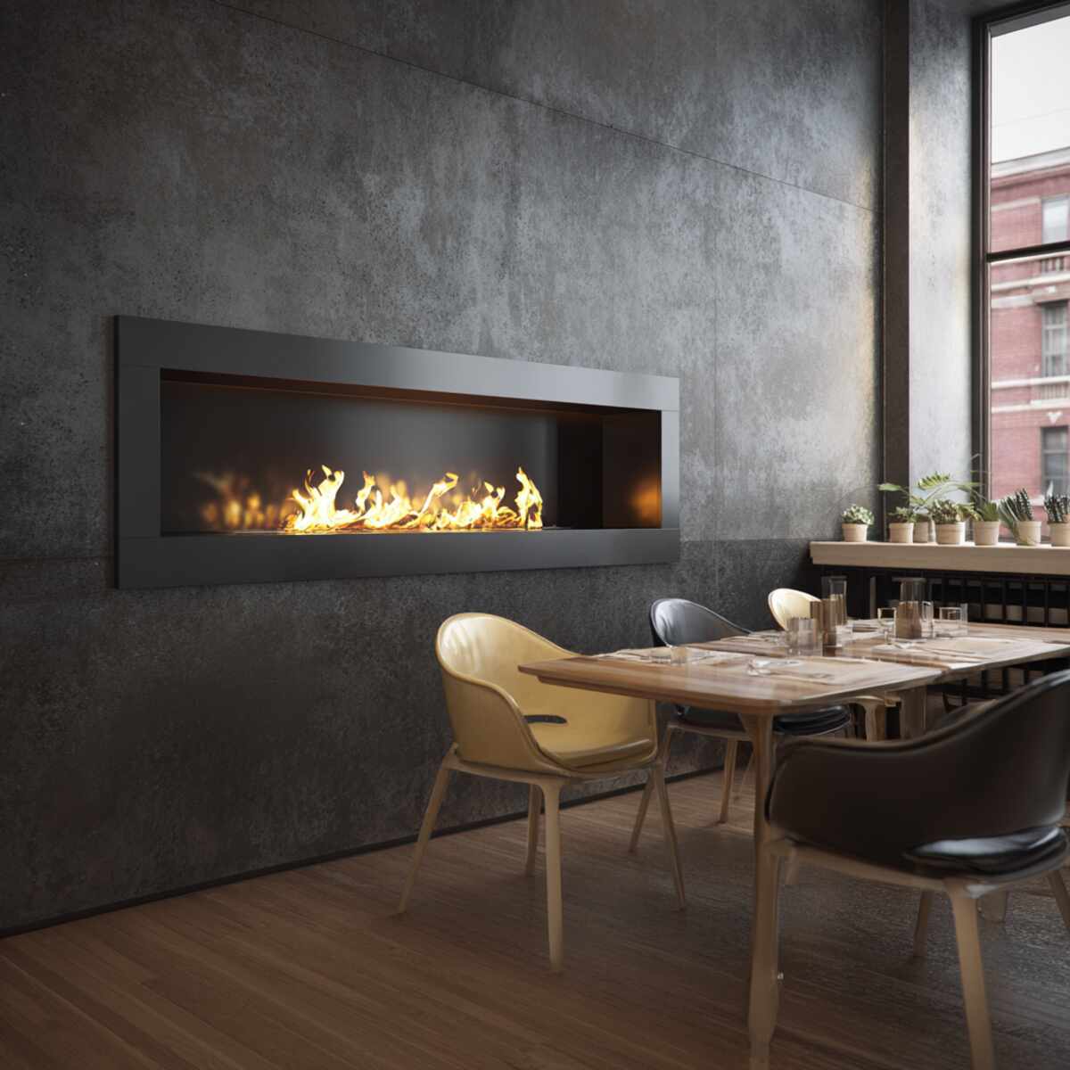 Modern Linear Ethanol Fireplace