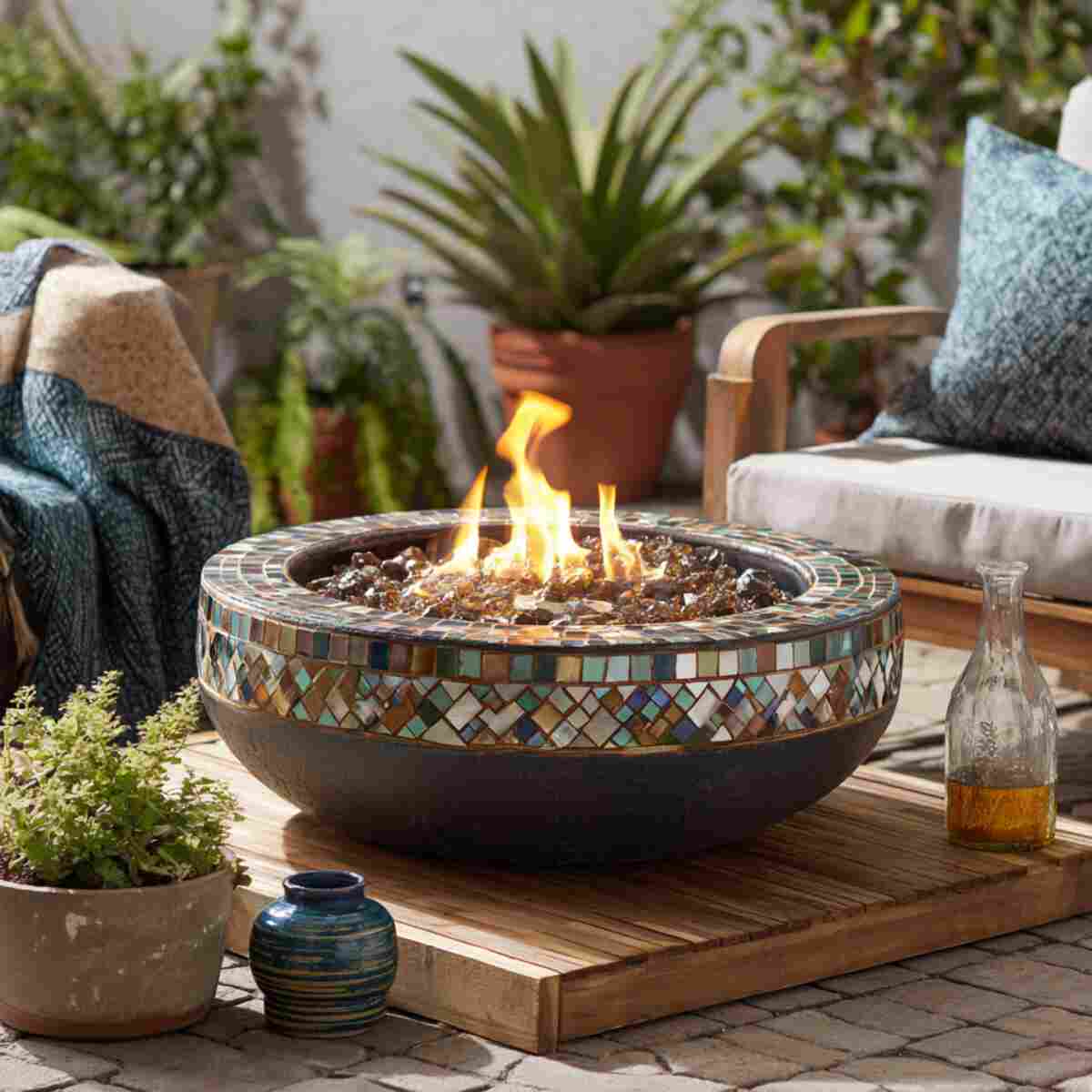 Mosaic-Tiled Fire Bowl