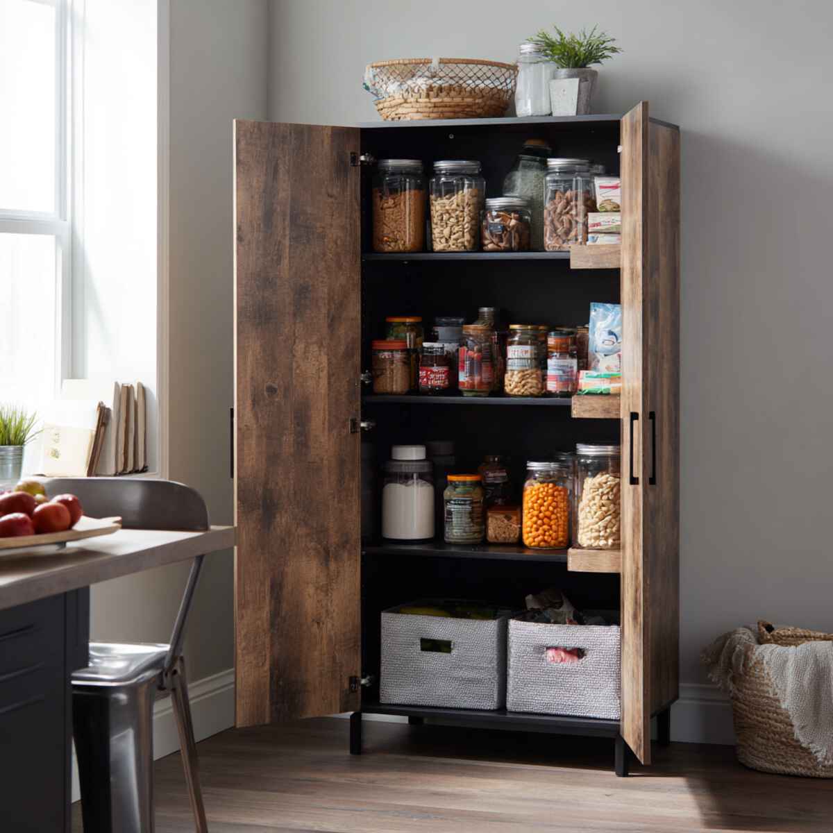 Pantry cabinet with adjustable shelves-resized