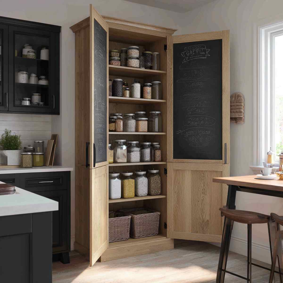 Pantry cabinet with chalkboard doors-resized