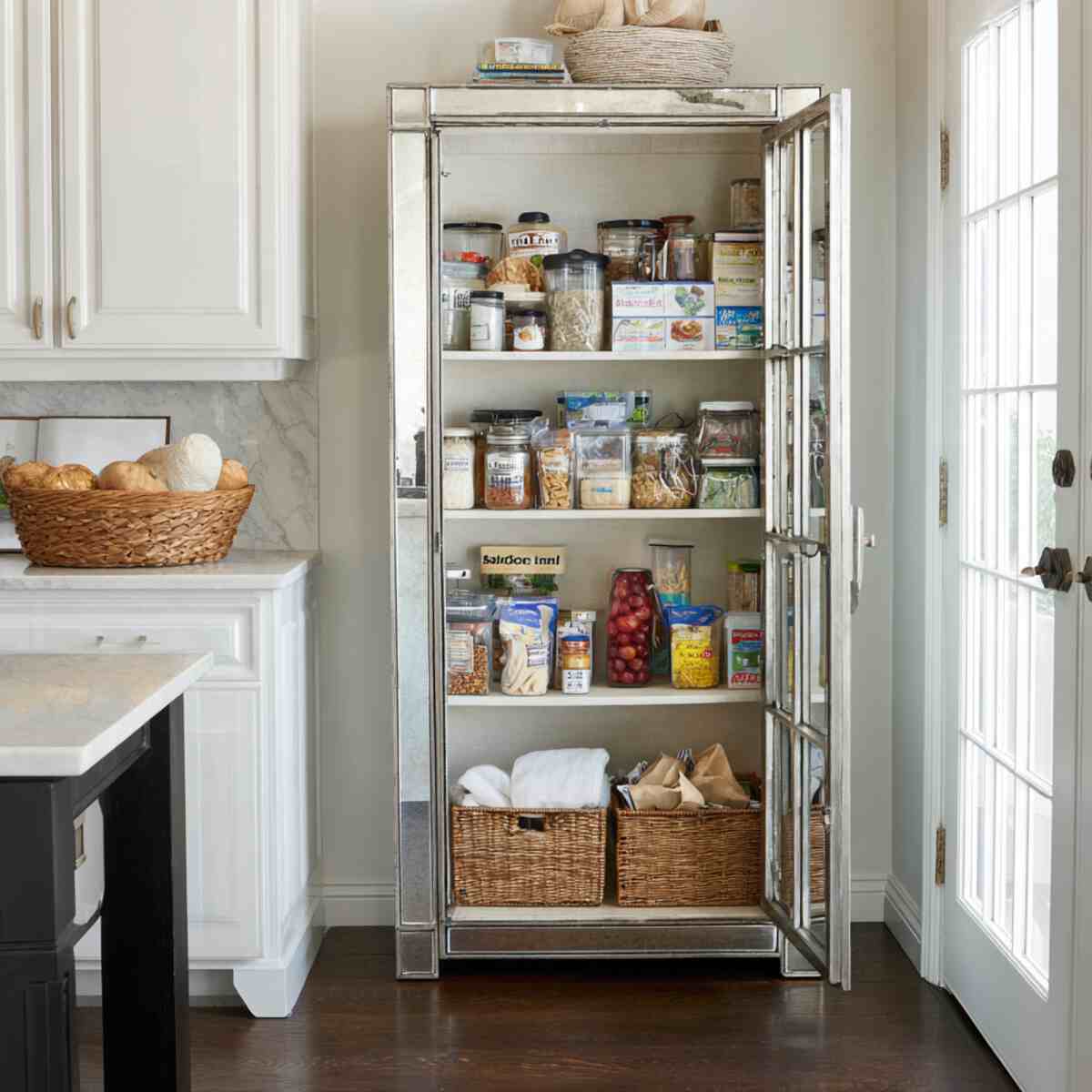 Pantry cabinet with mirrored doors-resized