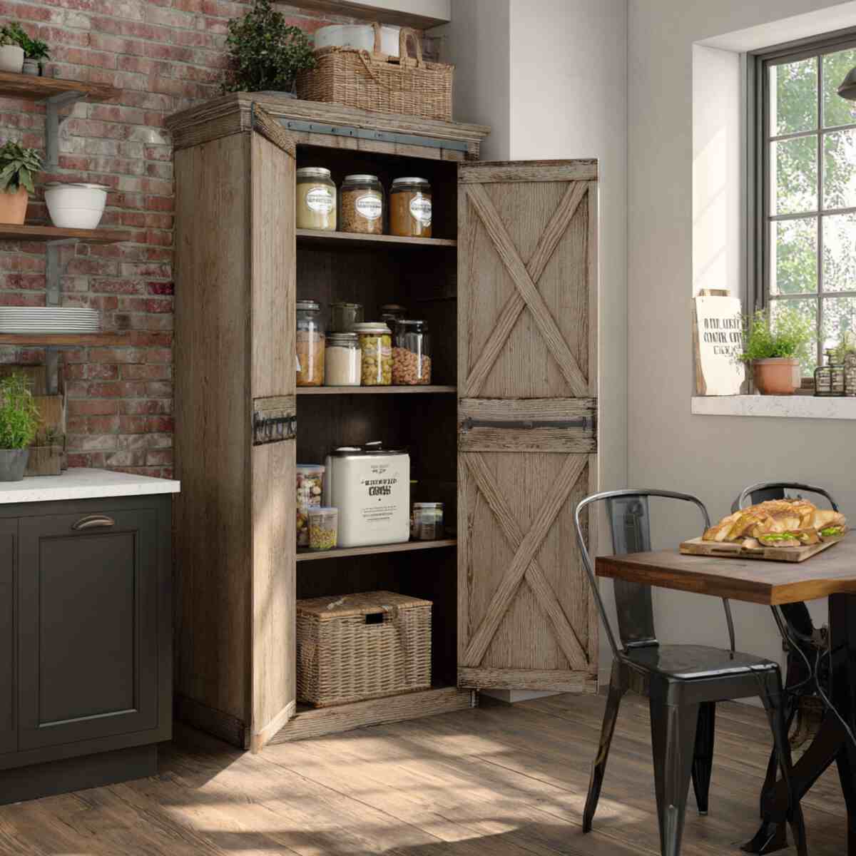 Pantry cabinet with rustic barn doors-resized