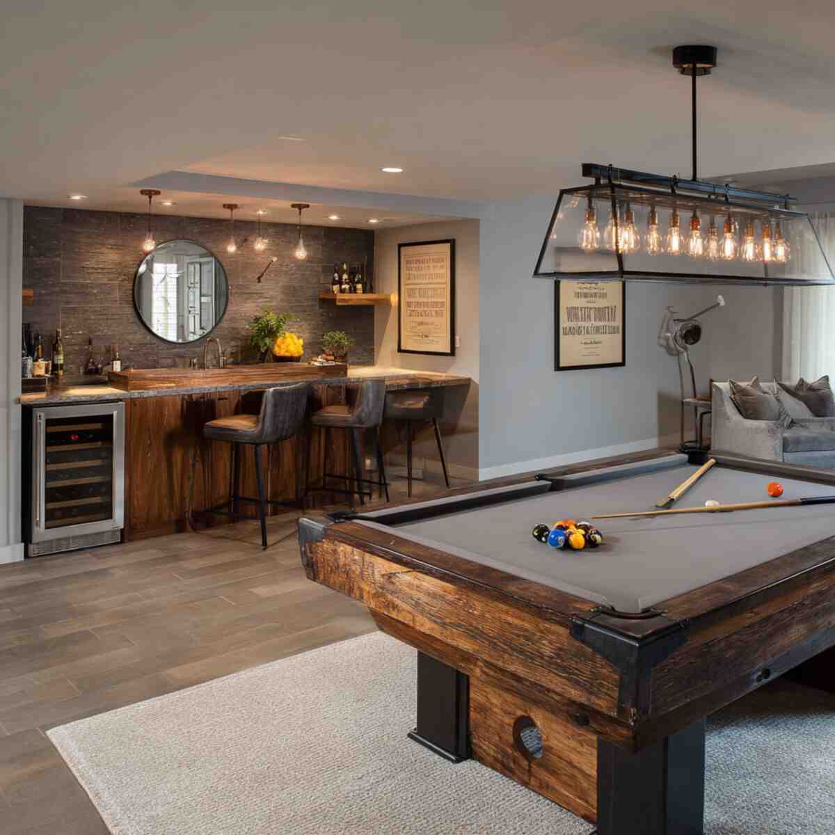Pool Table Area + Wet Bar