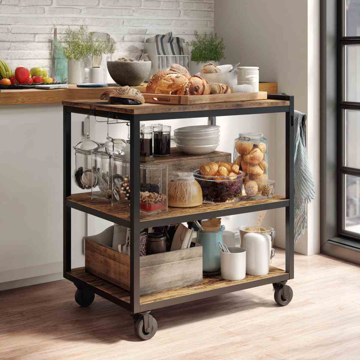 Rolling cart breakfast station-resized