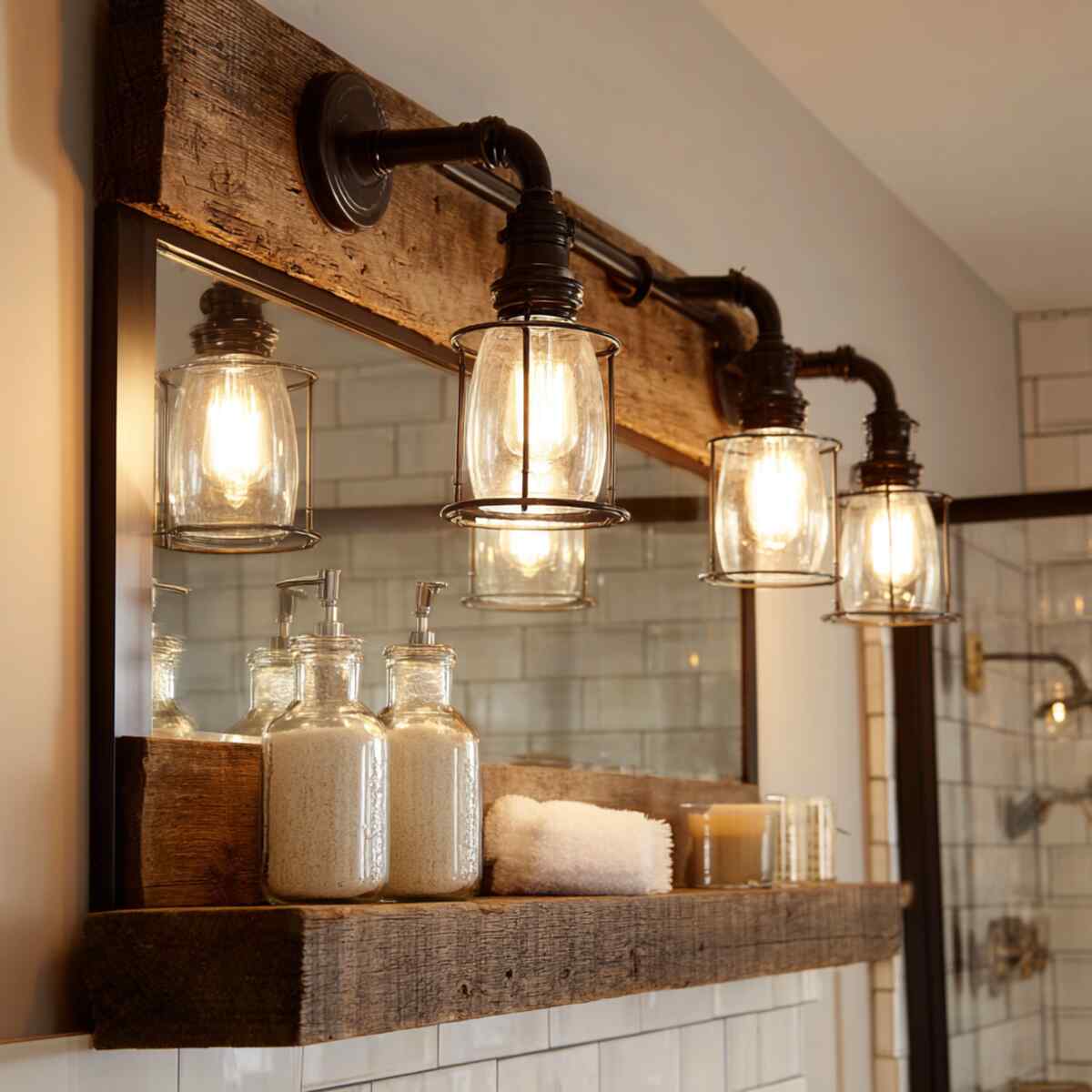 Rustic Wood and Metal Fixtures