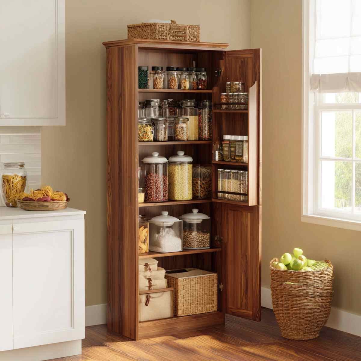 Tall wooden pantry cabinet-resized