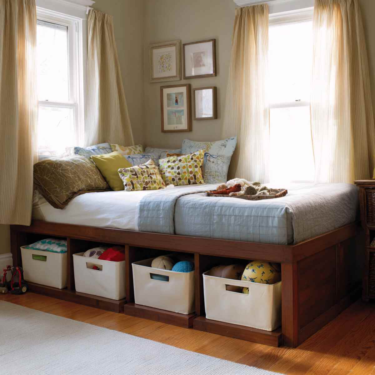 Twin Bed with Storage Bins Underneath