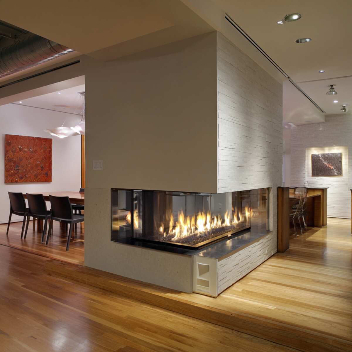 Two-Sided See-Through Wall Fireplace
