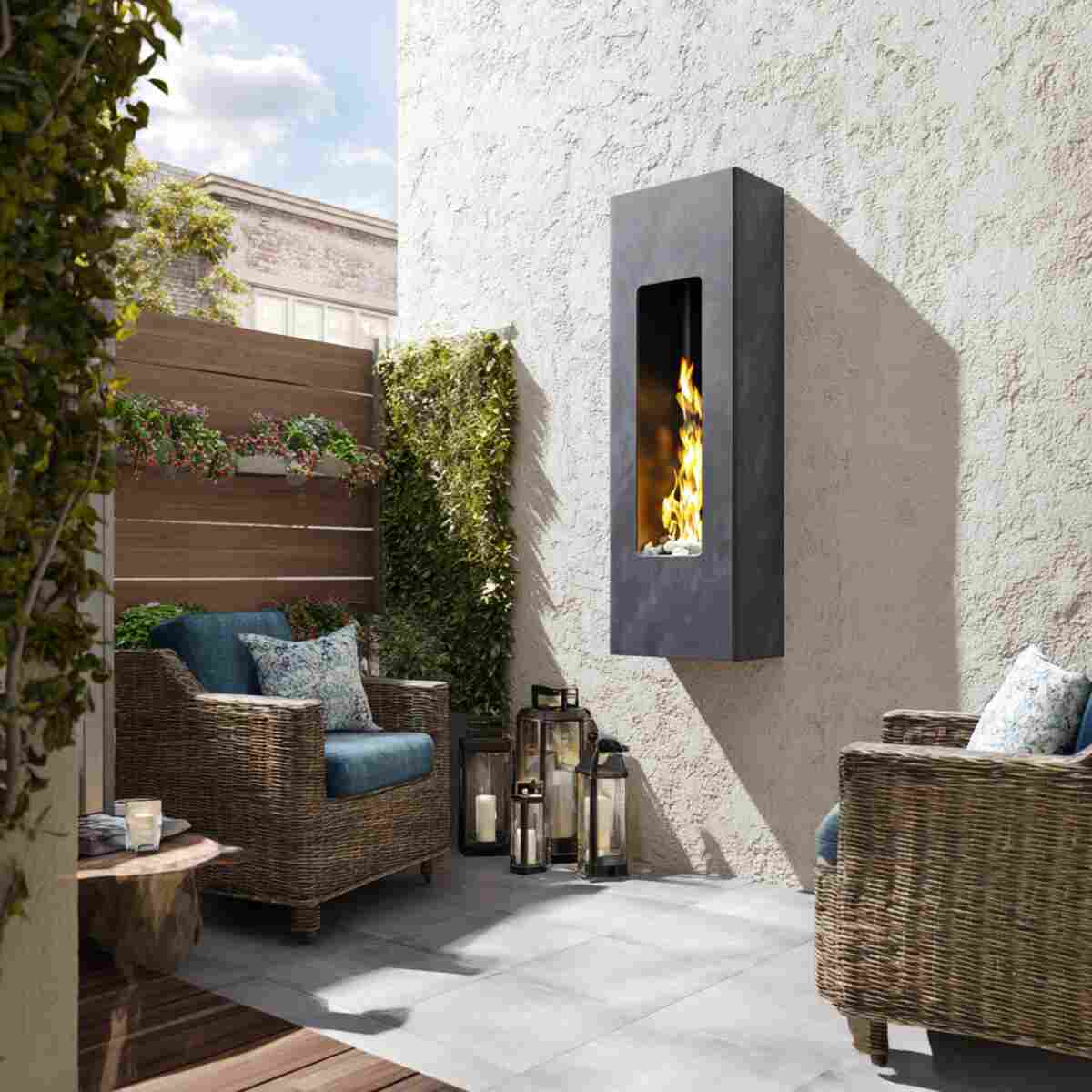 Vertical Wall-Mounted Fire Pit