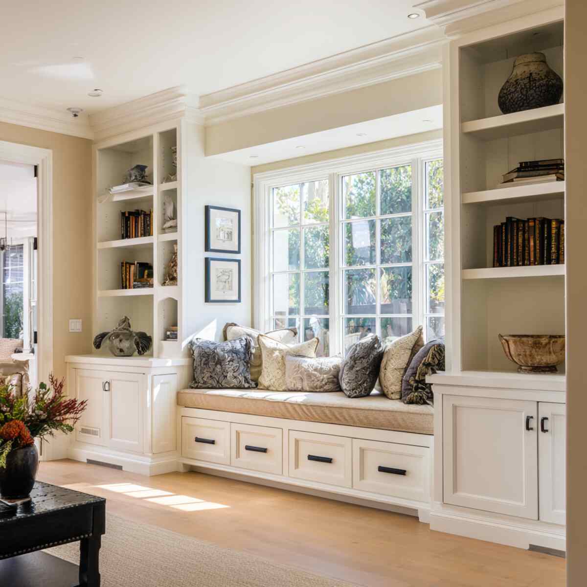 Window Seat with Surrounding Cabinetry
