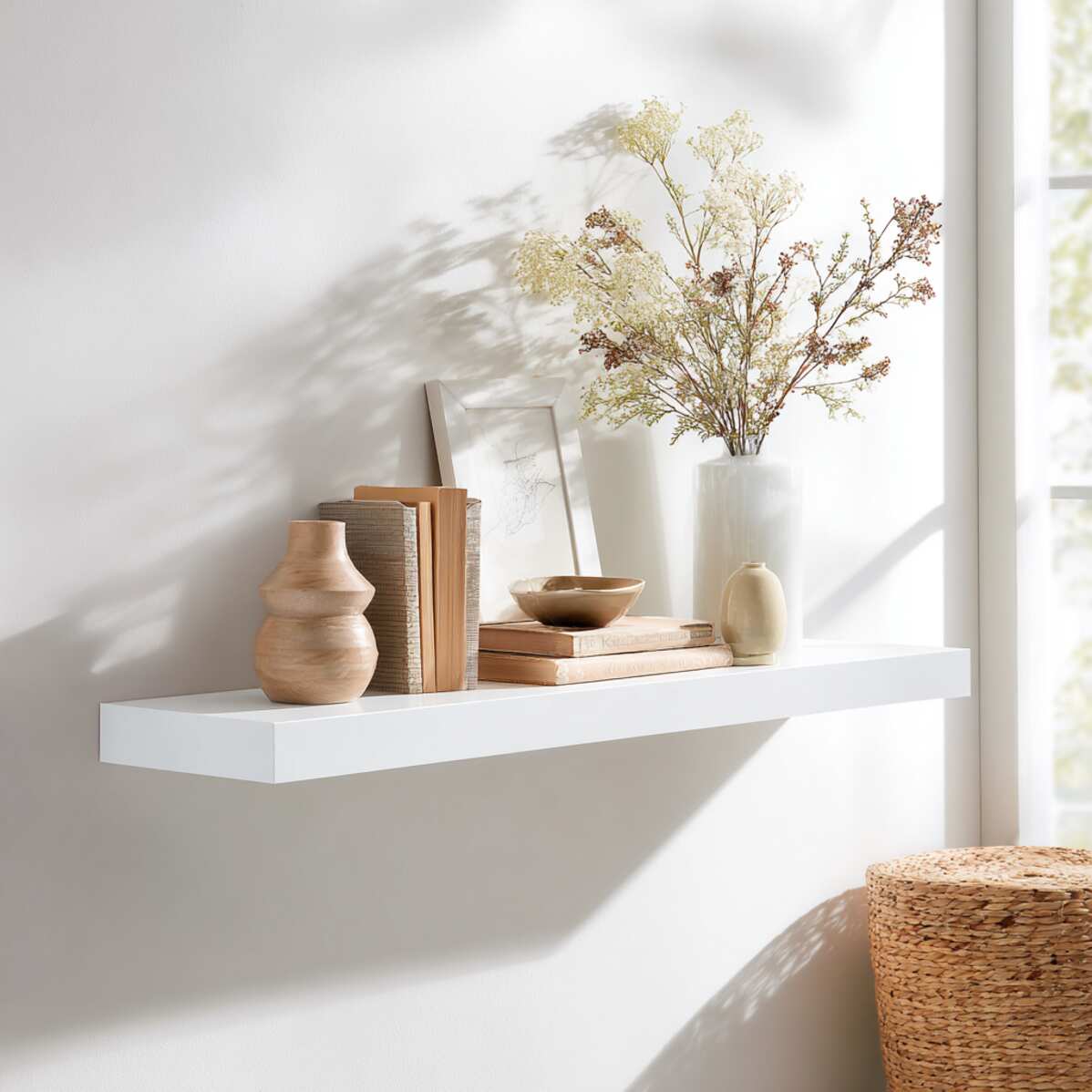 Minimalist White Floating Shelf