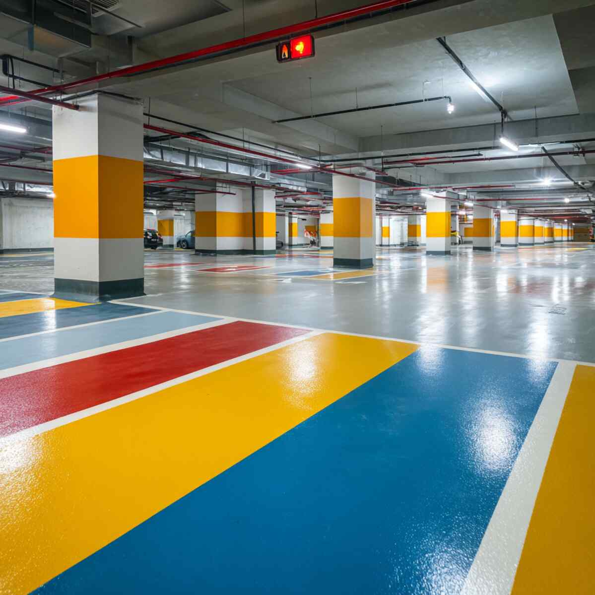 Painted Parking Lines on the Floor
