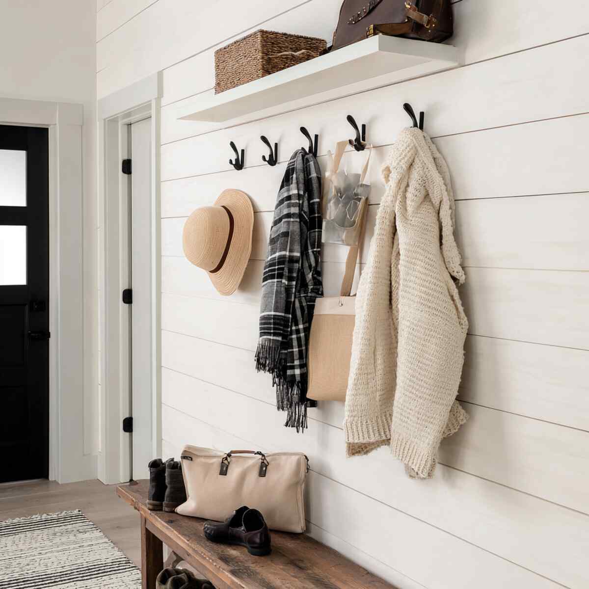 Shiplap with Hooks for Coats