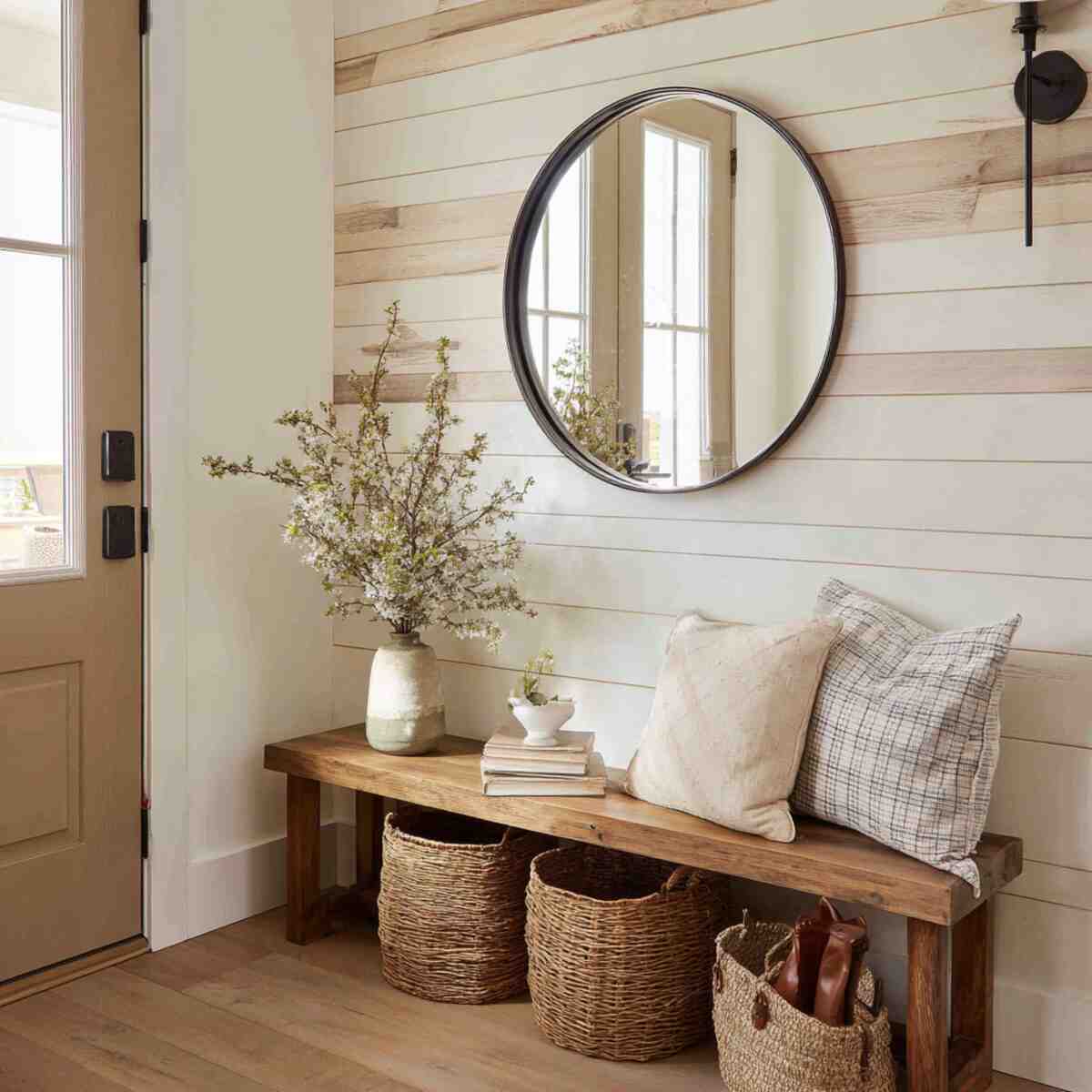 Shiplap Wall with Mirror Frame