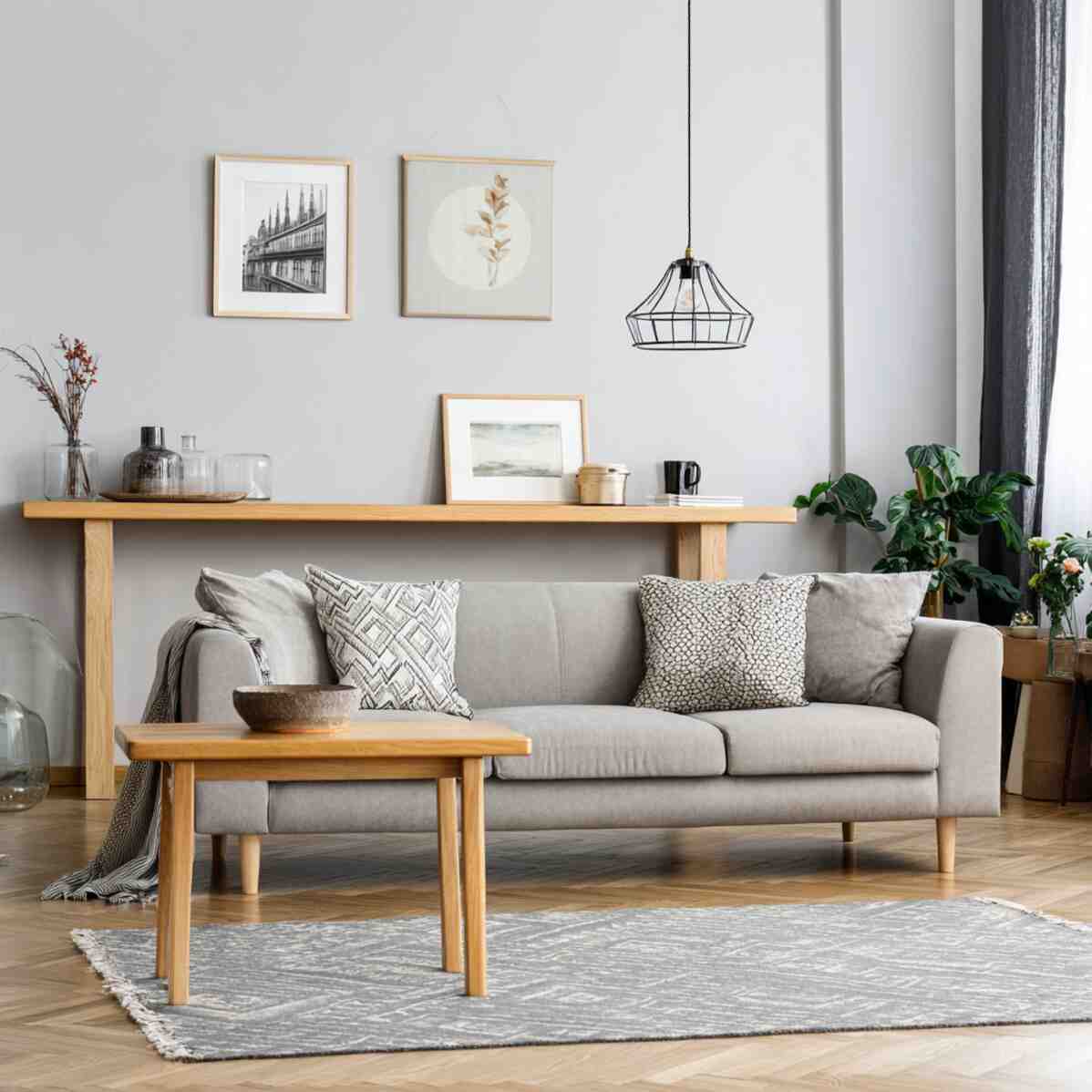Sofa with Console Table Behind It