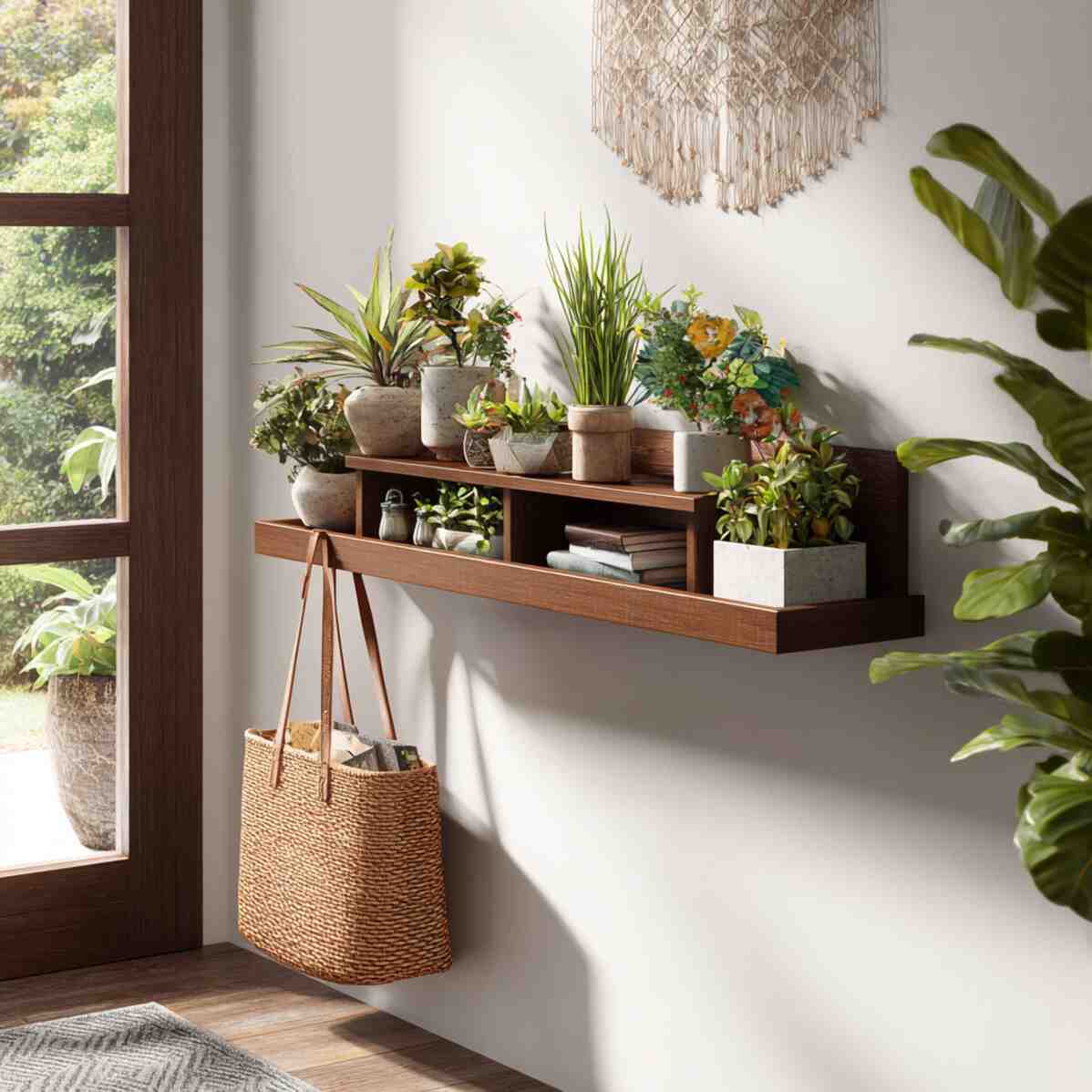 Floating Shelf with Planter Slots