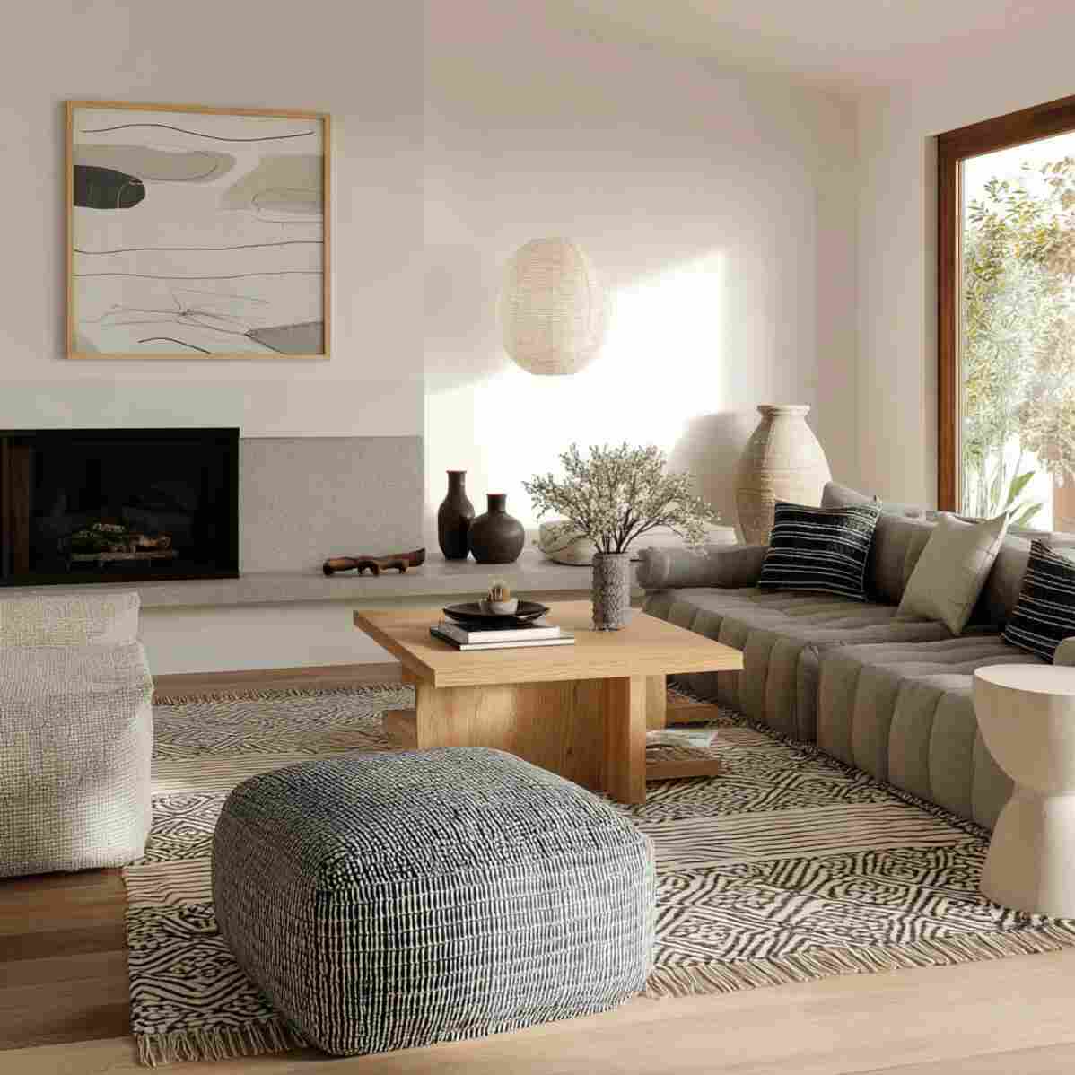 Floor Cushions Around a Low Coffee Table