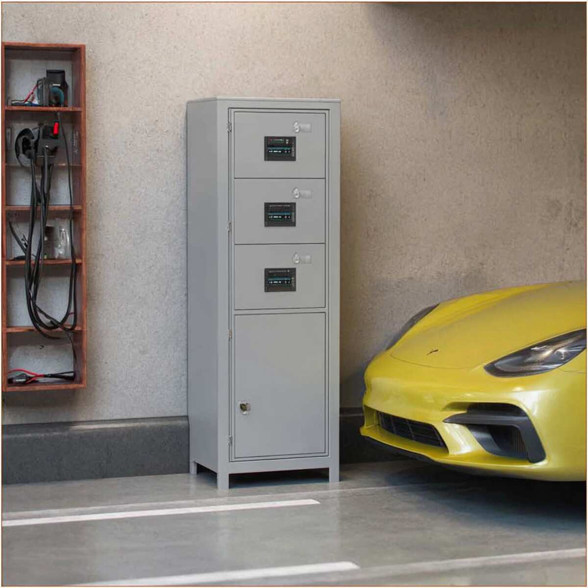 Lockable Metal Cabinet Charging Bay