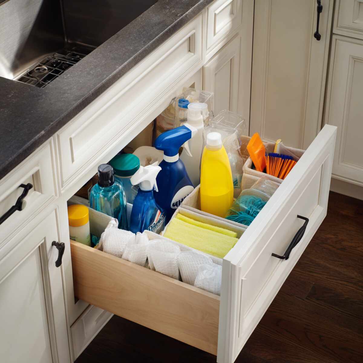 Deep Drawer for Cleaning Supplies
