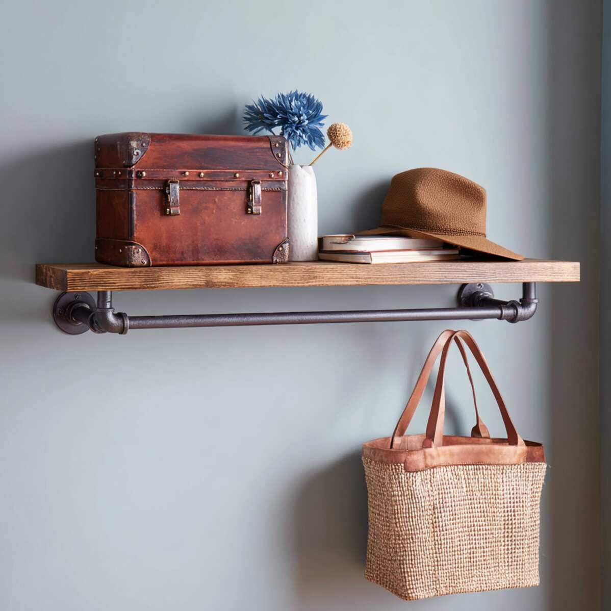 Industrial Pipe-Supported Shelf